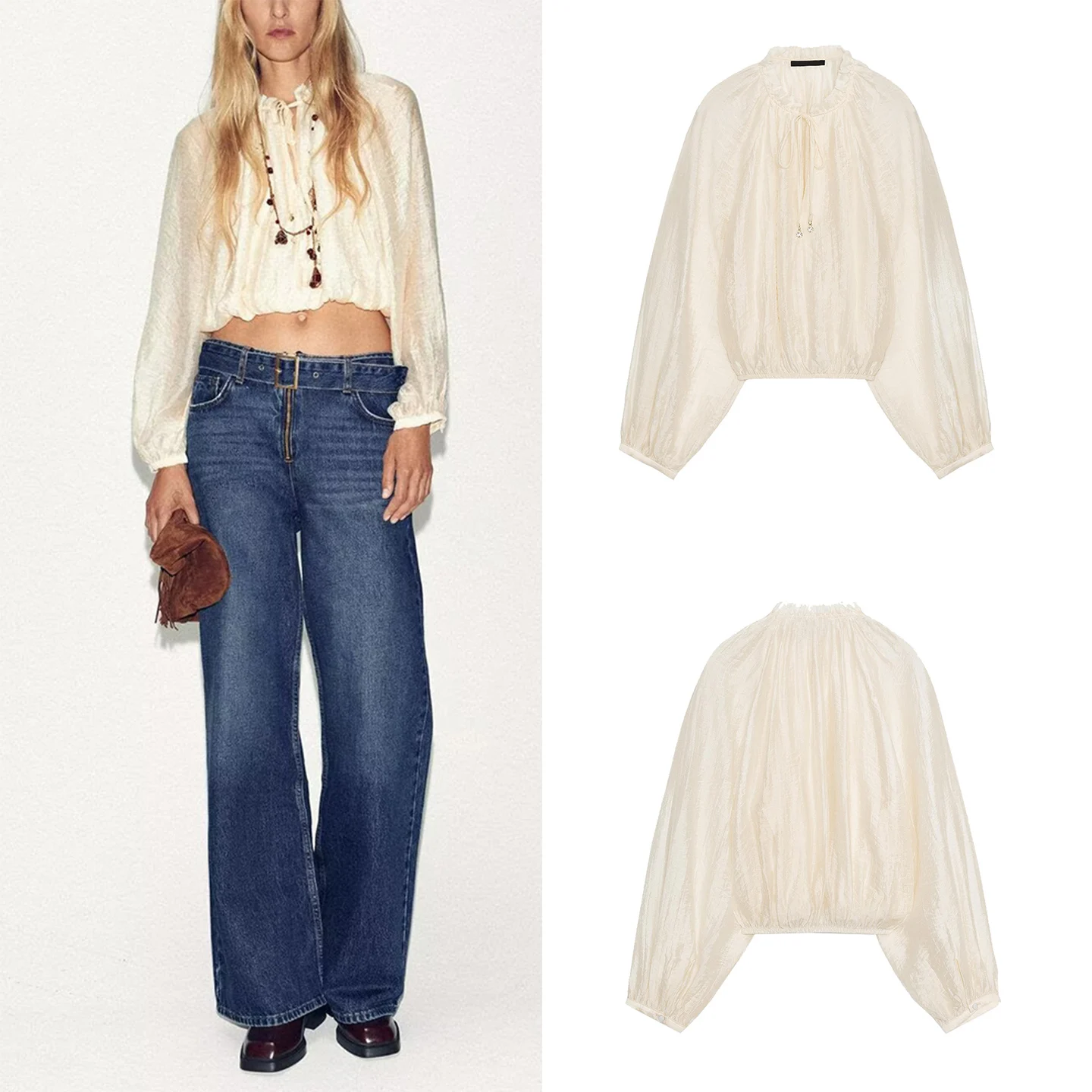 

Sweet Sle Women's Bubble Sve irt Drapey Versatile Daily Wear Fall 2025 New Arrival Z Brand Long Sve irt