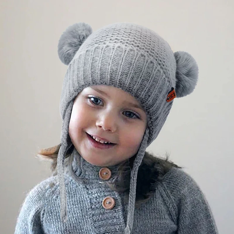 Baby Hut Jungen Mädchen Nette Pompom Caps Motorhaube Herbst Winter Ohr Warme Baby Beanie Neugeborenen Kinder Hüte Gestrickte Solide kinder Caps