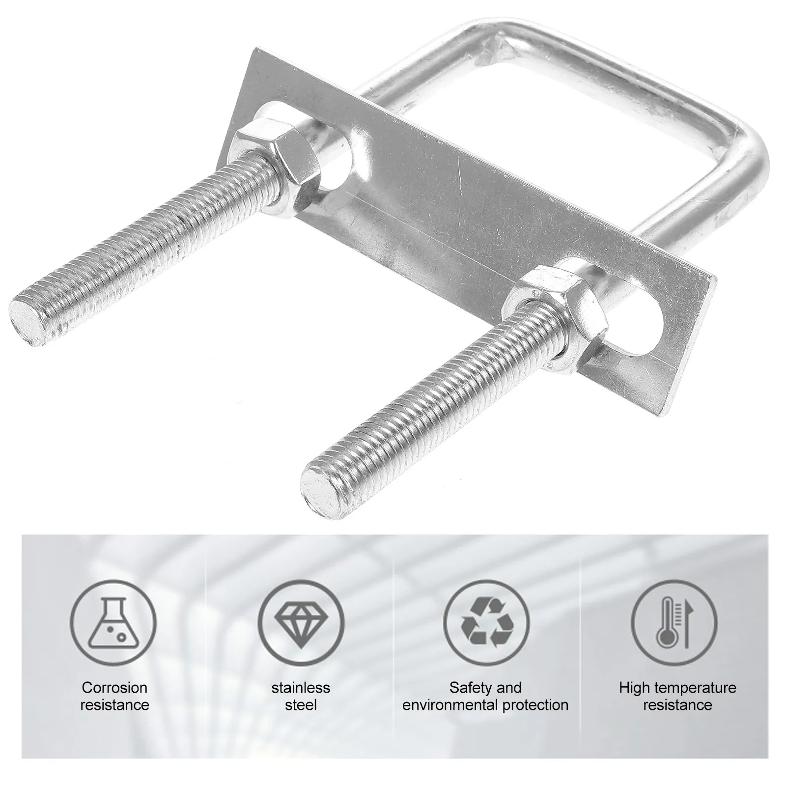

Heavy Duty Square U Bolt Galvanized Surface Rust Resistant 10Mm Thick Steel Frame U Shape Bolt for Sun Shade Sight Blocking Base
