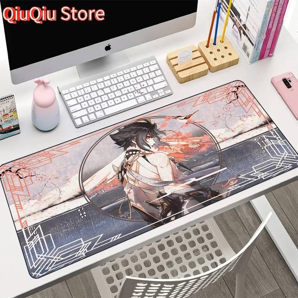 Genshin Impact Mouse Pad xiao Anime Mousepad Gaming كبير ماوس حصيرة ألعاب البساط للكمبيوتر Playmat منصات لوحة المفاتيح XXL حصيرة مكتبية
