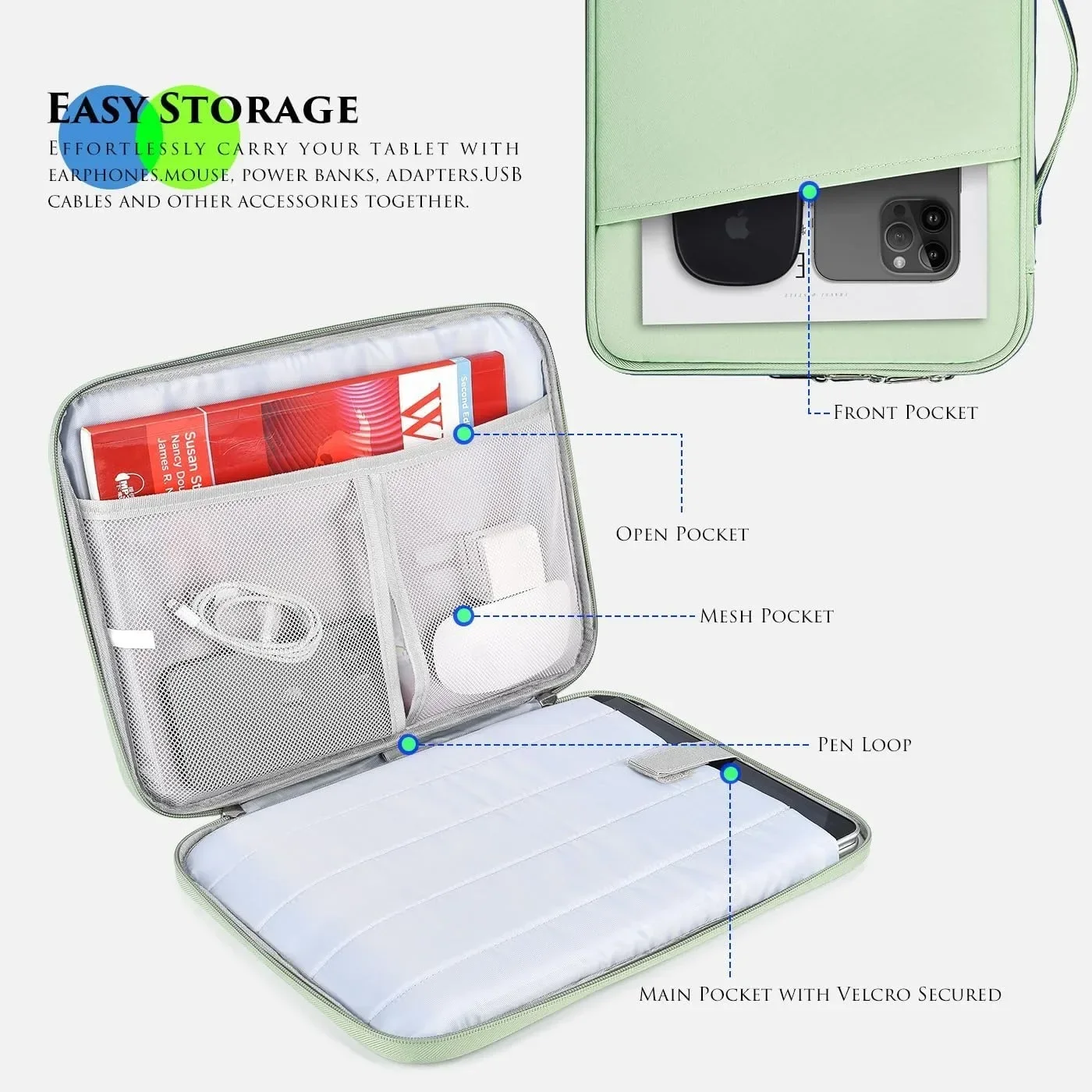 Dual-Way Zippers For Samsung Galaxy Tab S10 Lite FE Plus SM-X400 SM-X406B X620 X626B X520 X526B 10.9 13.1 Portable Sleeve Pouch