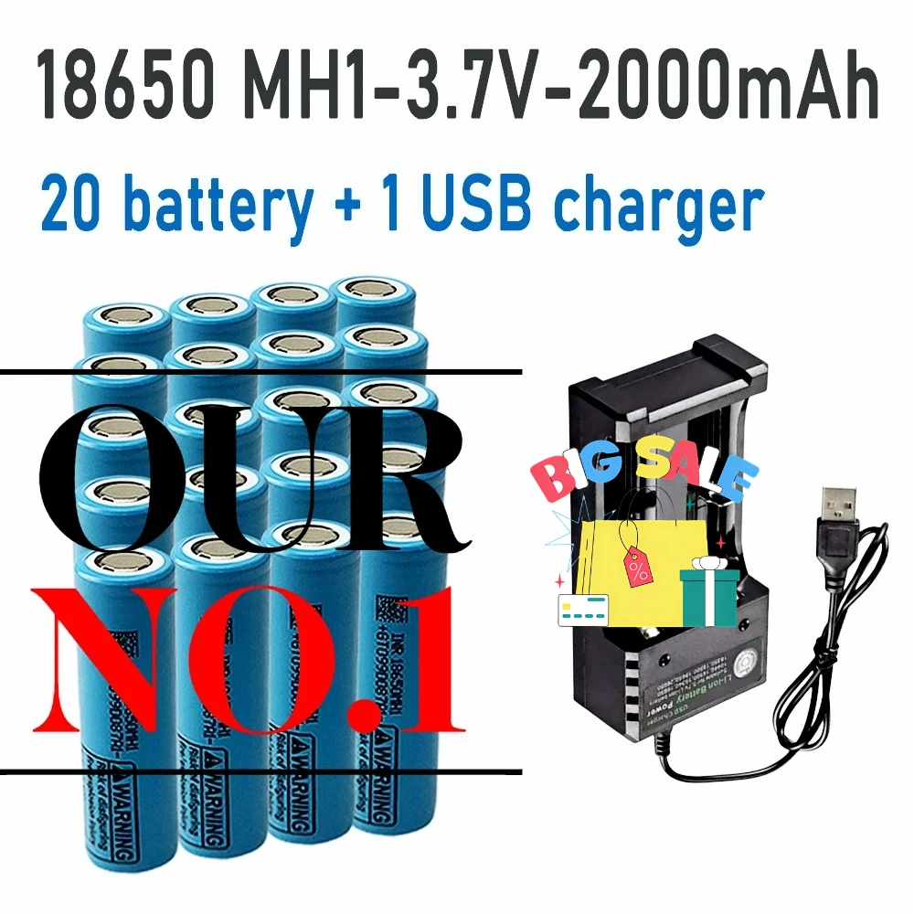 

Real capacity 18650 For our 30A toy tool INR18650 MH1 3.7V 2000/3200mAh Li-ion battery flashlight battery+USB charger