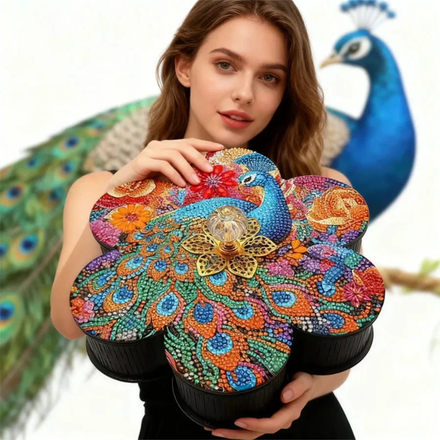 

Diamond Painting Storage Box Flowers Wooden Jewelry Case Diamond Art Organizer Box Diamond Painting Container Box for Art Crafts