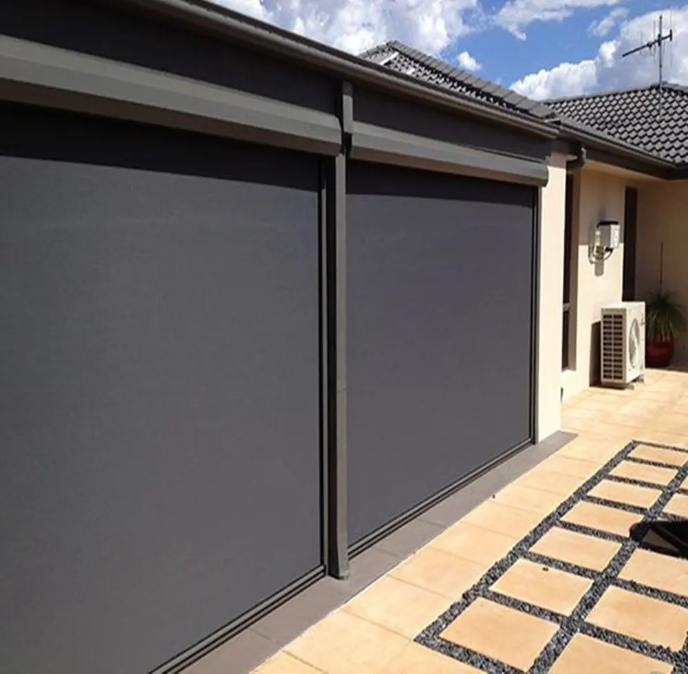 Motorized Zip Track Outdoor Blinds Electric Motorized Outdoor Patio Blinds Pvc Balcony Blinds