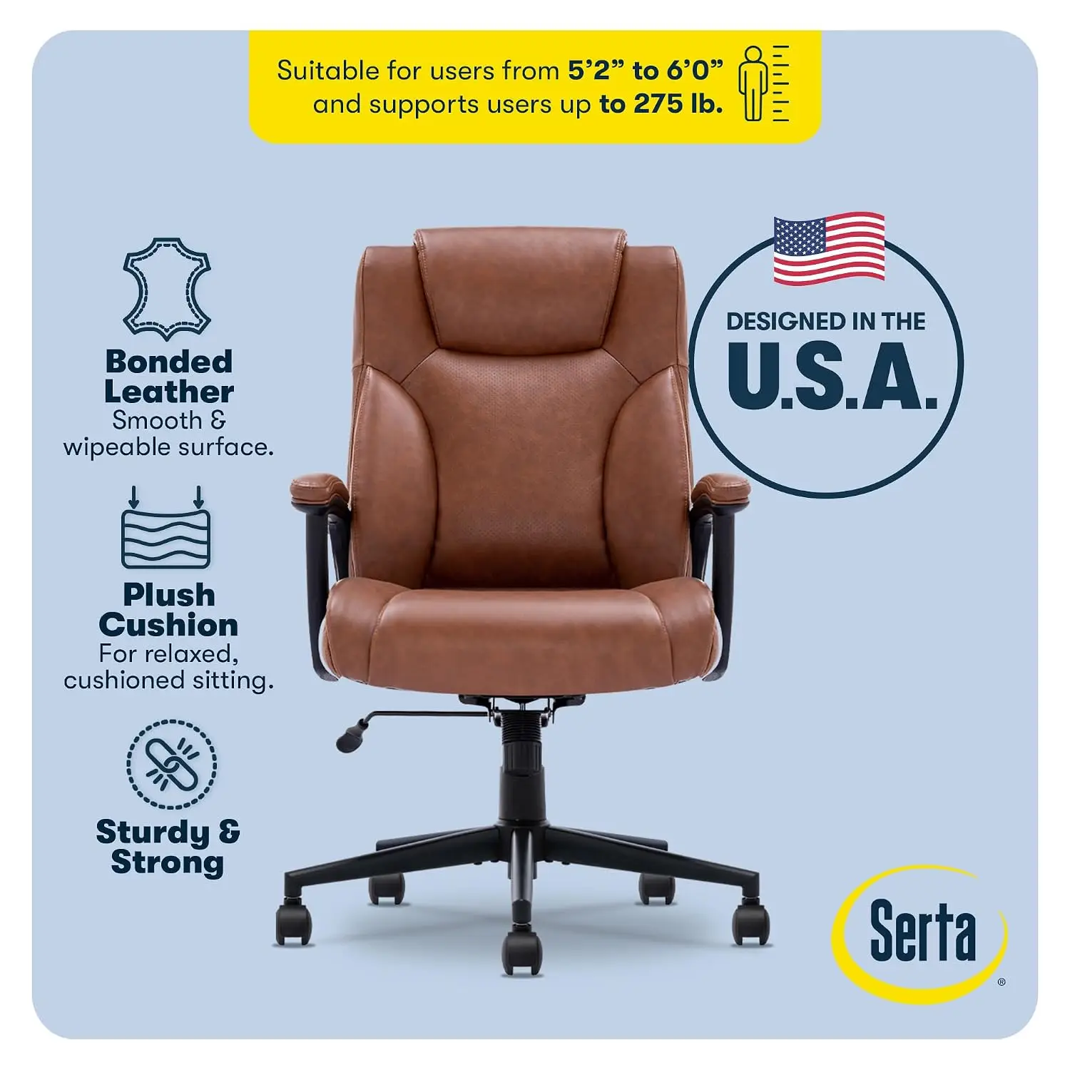 Ergonomic Executive Office Chair, Padded Armrests Leather Gaming & Desk Chair, Customized