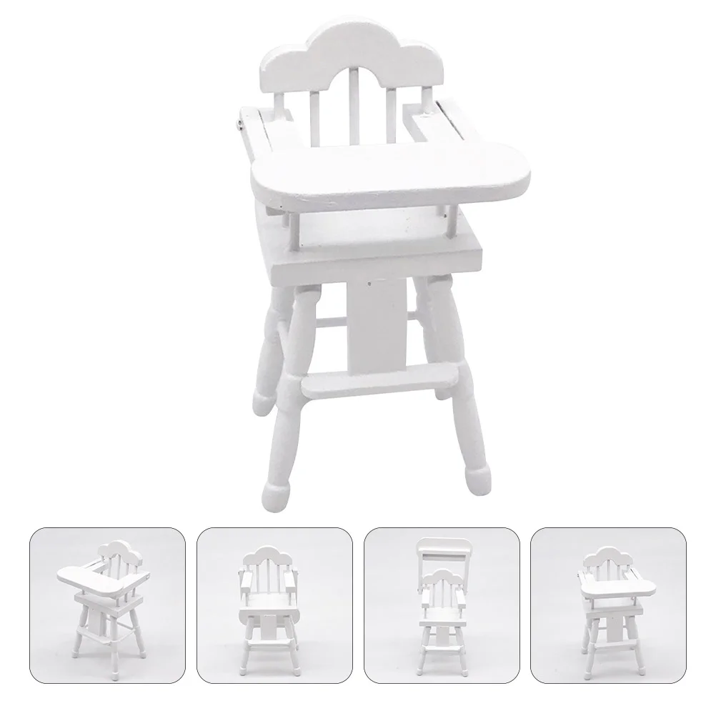 Micro Chair Ornament High Toy Wooden Mini Stool Dollhouse Furniture Accessory White Decor