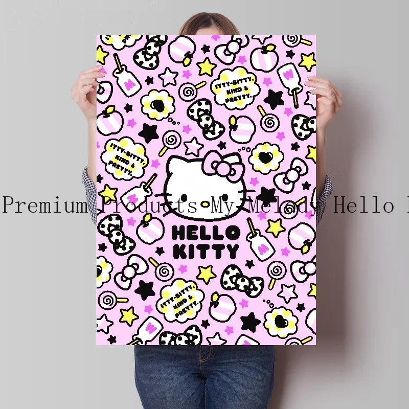 Póster de Sanrio periférico de Anime, Impresión de pintura en lienzo de My Melody HelloKittys, decoración de habitación de niños, regalo de Navidad, imagen