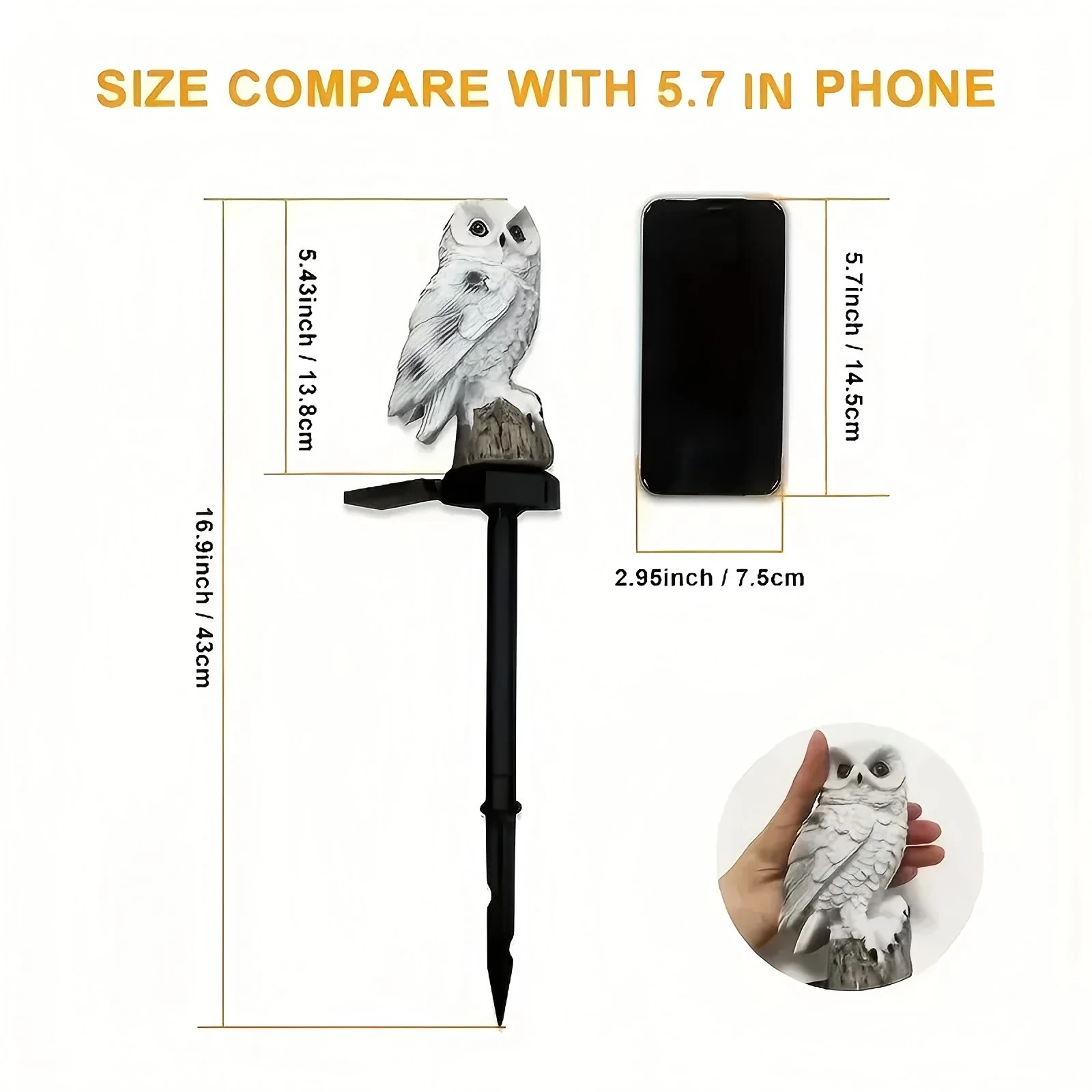 Solar LED Owl Garden Stake Lights Realistic Outdoor Landscape Lighting Glow for Villas Parks Pathways Ambient Spooky Stake Light