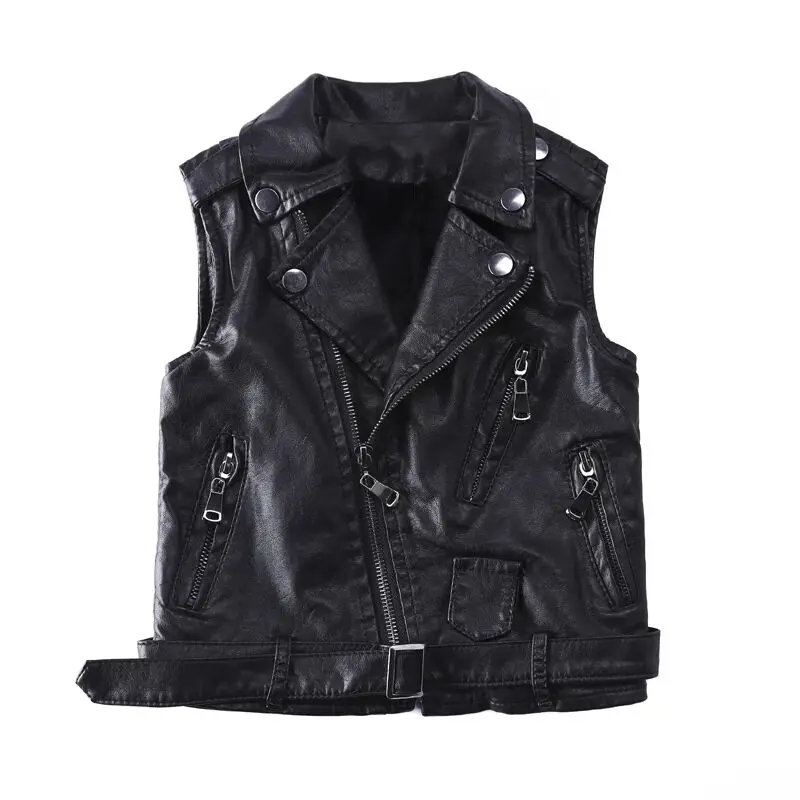 

Children's PU Leather Waistcoat Jacket Spring Autumn Fashionable Boys Girls Vest New Arrival