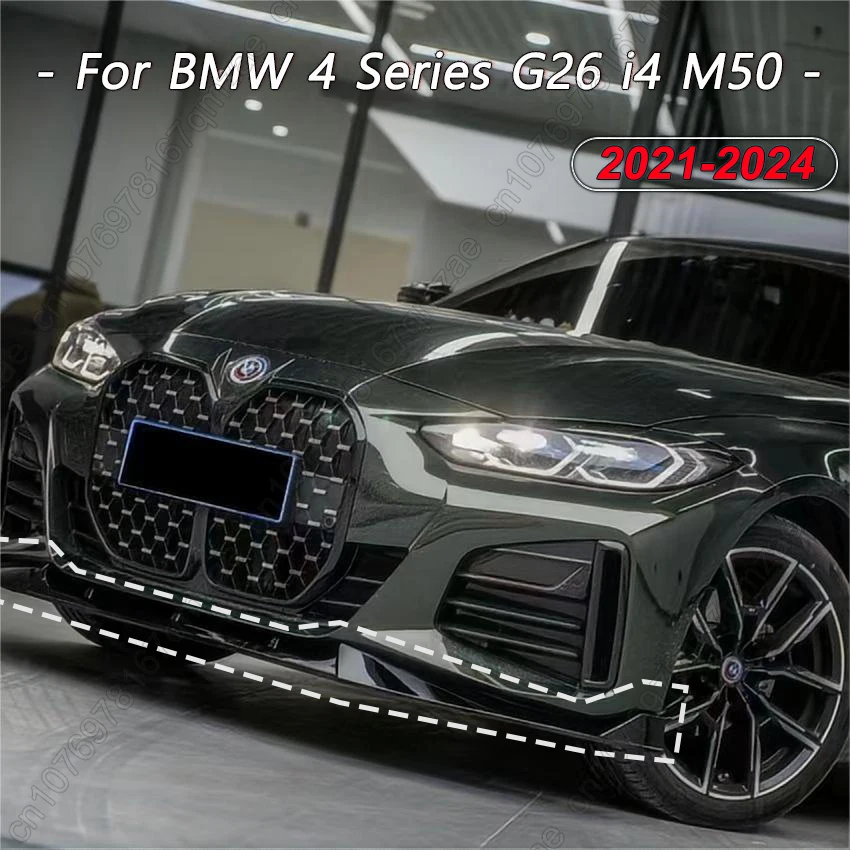 

Front Bumper Lip Chin Accessories Splitter Tuning Body Kit Spoiler Trim Styling Facelift For BMW 4 Series G26 2021-2024 ABS