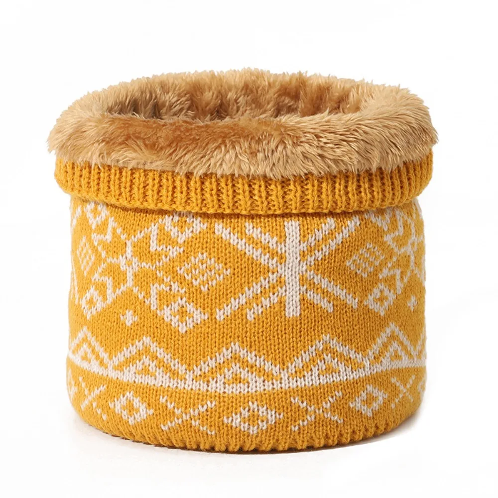 

Fashion Windproof Winter Knitted Scarf Snowflake Thick Fleece Muffler Twist Rhombus Warm Neck Warmer Ski