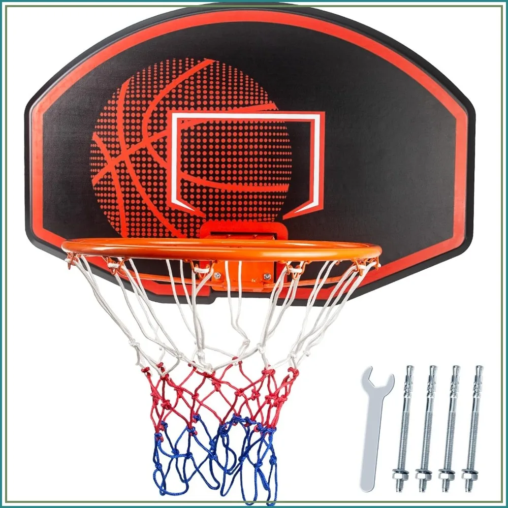 Large Wall Mounted Basketball Hoop, 36"x24" Shatter-Proof Backboard with 18" Rim & Anti-Tear Net, Indoor Outdoor Family Fun