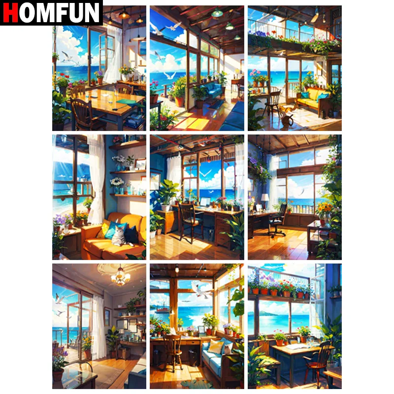 HOMFUN  Diamond Painting Cross Stitch Pattern 5D Diamond Embroidery \