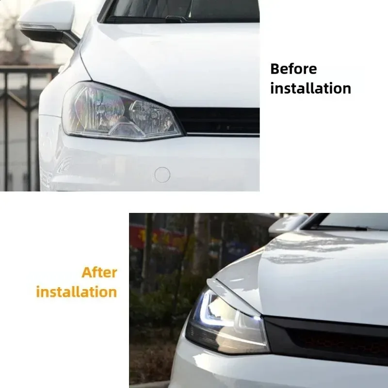ل Volkswagen Golf 7 High 7 2013-2017 الجبهة العلوي الحاجب غطاء الجفن سيارة رئيس ضوء مصباح الجفون الحاجب اكسسوارات