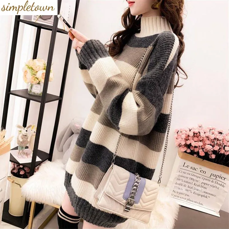 2024 Autumn/Winter Korean Edition New Loose Medium Length Sweater Thickened Fashion Knitted Sweater Trend