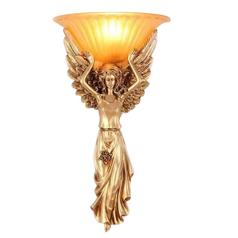 

Nordic Retro Angel Wall Lamp Creative Resin Glass Vintage LED Sconces Bedside Lamp Living Room TV Wall Staircase Wall Lights