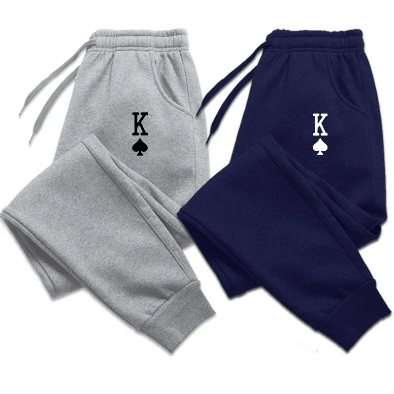 

Fashionable King of Spades Printed Jogging Pants Fitness Running Pants Fashionable and Comfortable Fleece Casual Pants for S-3XL