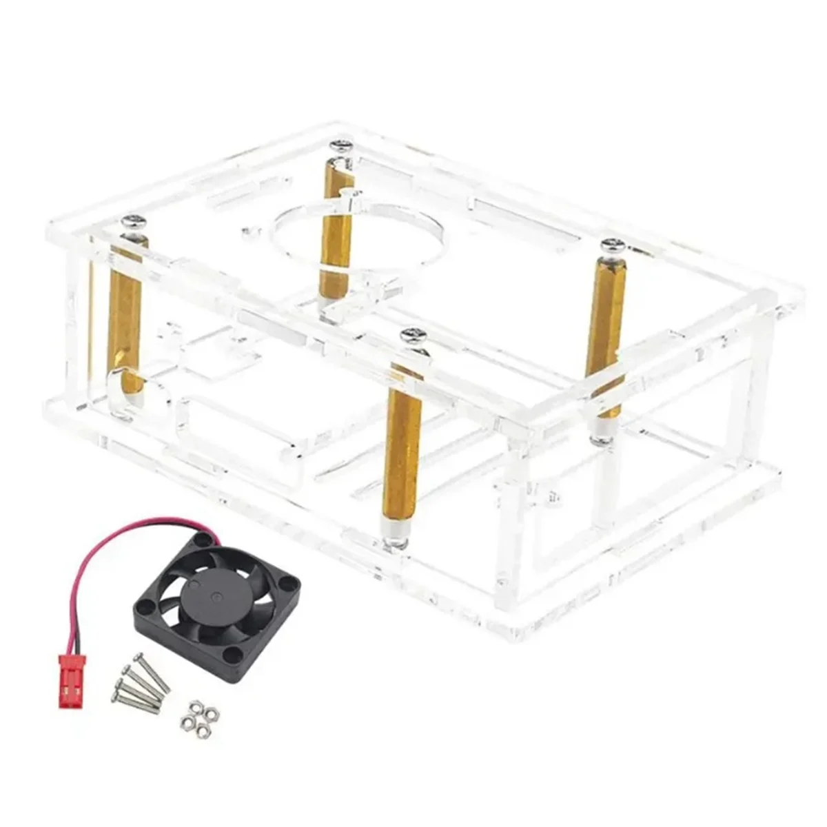 AT87-For Raspberry Pi 5 Acrylic Case Transparent Case with Cooling Fan for Pi 5 C