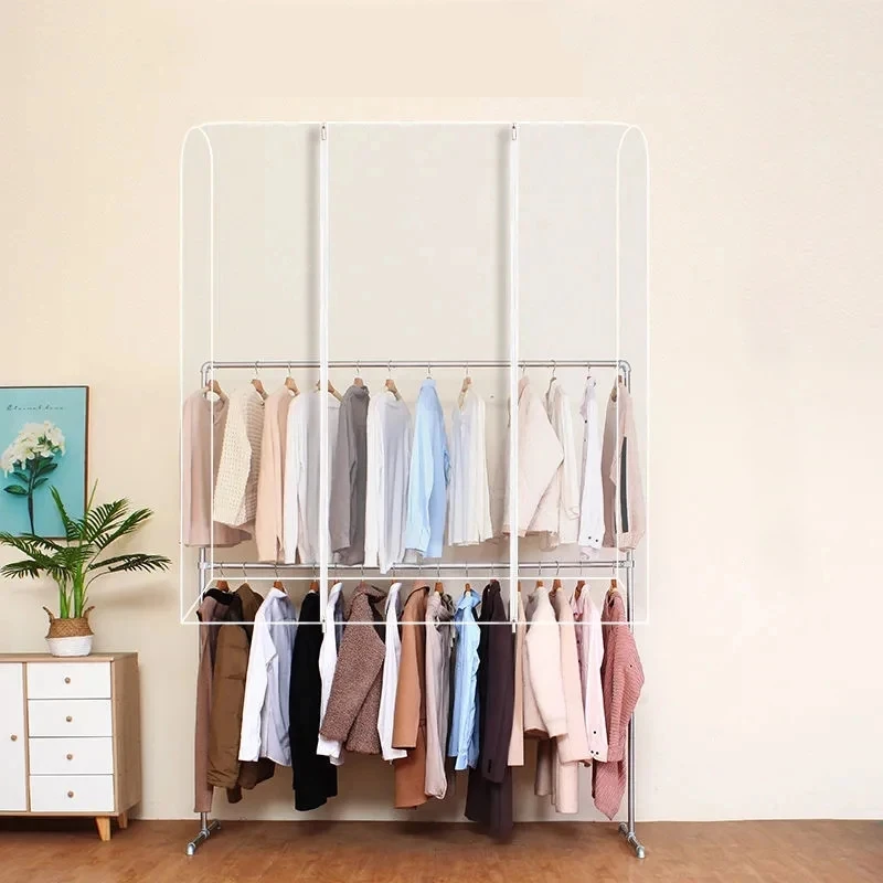 High Quality Home Clothes Dust Cover Bedroom Floor-standing Clothes Hanger Dust Cover Transparent Plastic Clothes Organizer Bag - view 3