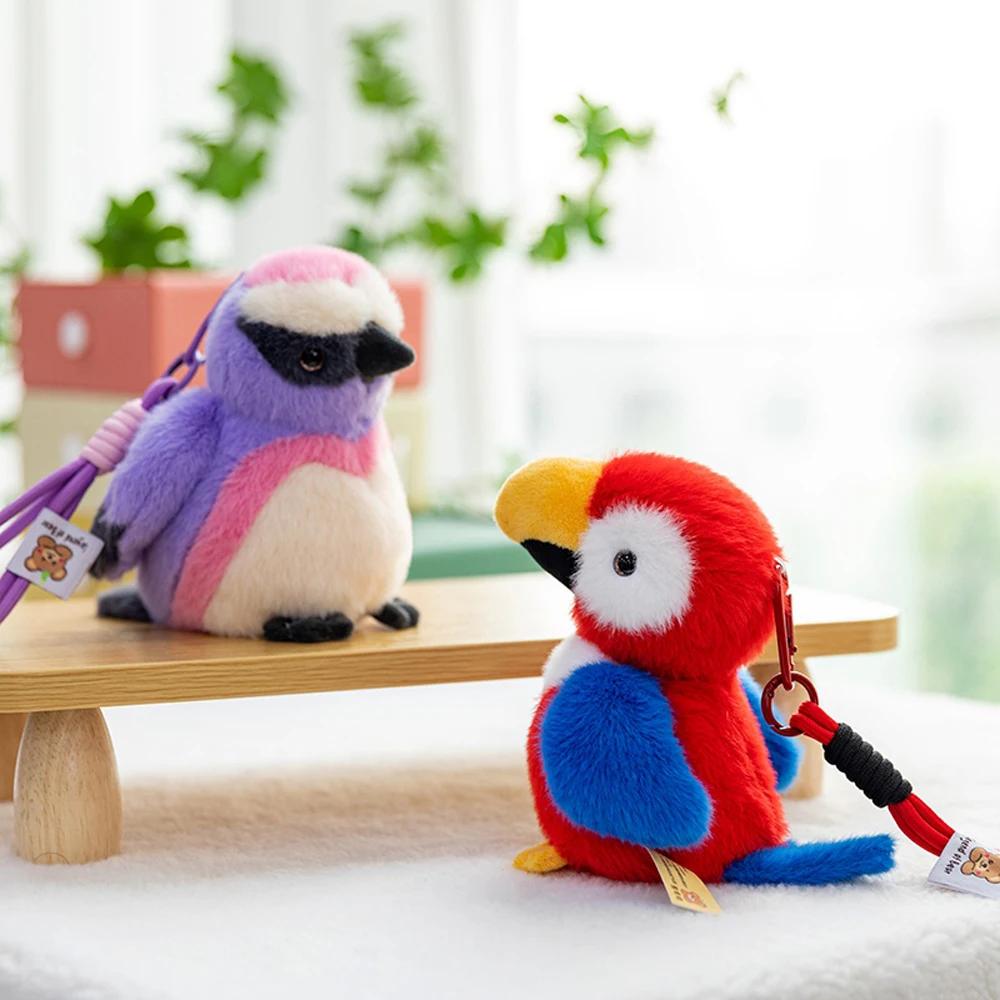 Simulação pérola pingente pássaro brinquedo de pelúcia mini budgerigar chaveiro titular para saco funcional papagaio charme acessório para mochilas