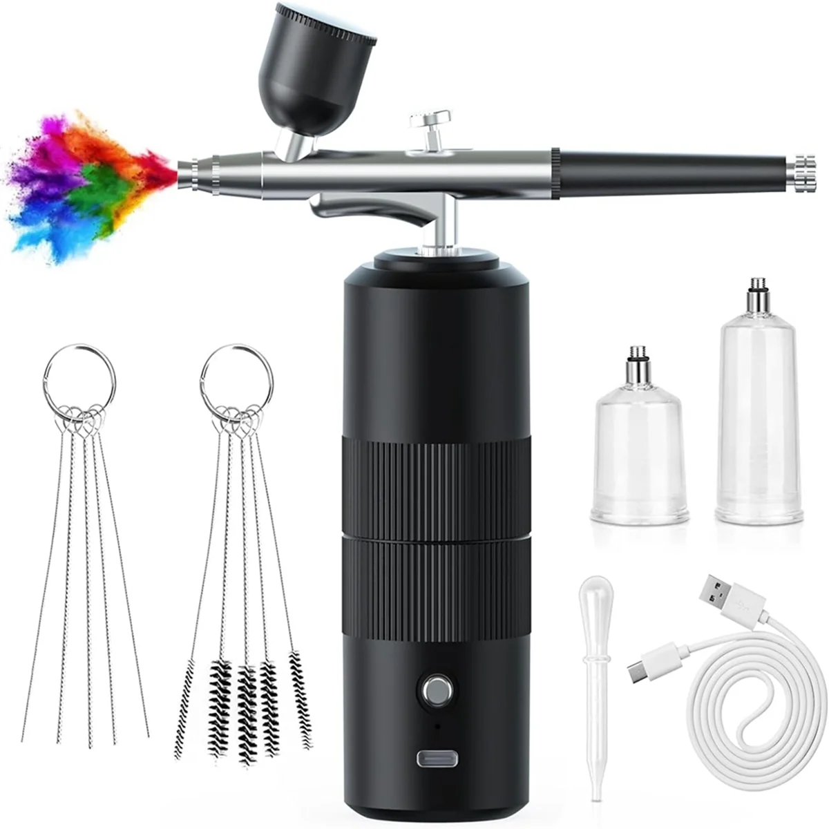 

Airbrush Kit with Compressor High Pressure AirBrush Set with 0.3mm Nozzle Airbrush for Nails, Makeup,Black