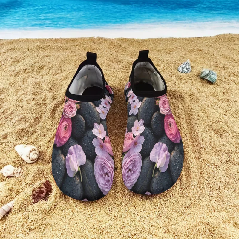1 Pair Women's Pebble Floral Sandals, Non-slip Soft Sole Breathable Slides, Lightweight Casual Water Shoes for Summer Beach
