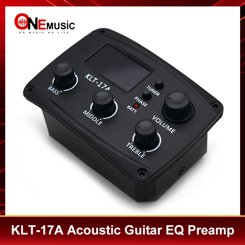 KLT-17A para guitarra acústica, ecualizador EQ de 3 bandas con sintonizador, 70x48mm