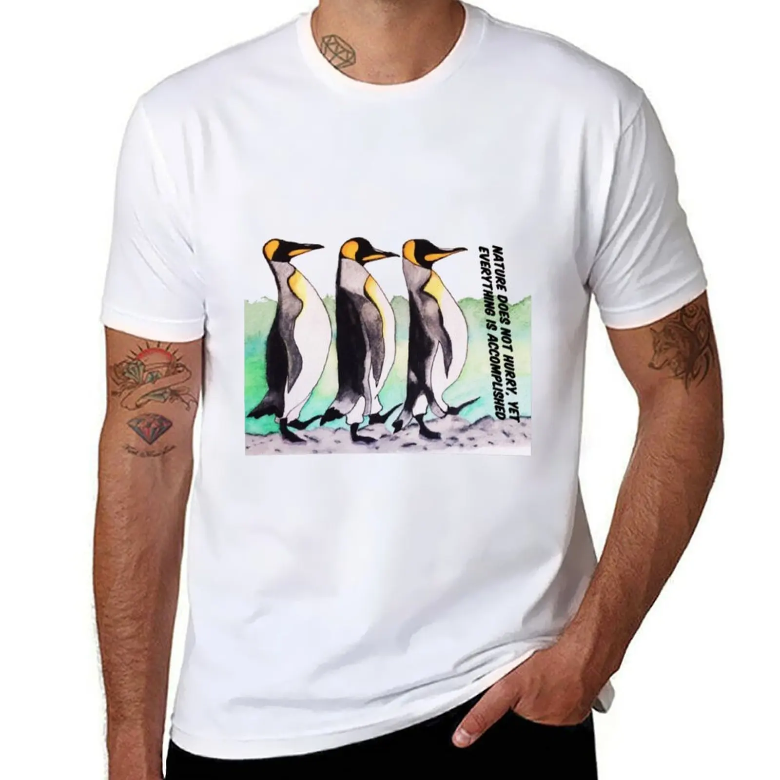 

Penquins, Nature Does Not Hurry, Yet Everything Is Accomplished T-Shirt man t shirt luxury T-Shirt