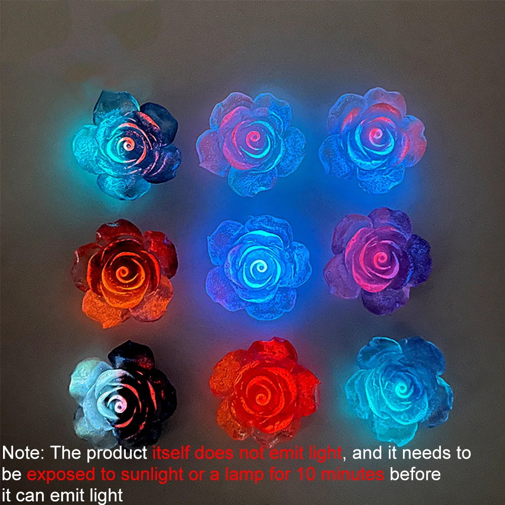 10PCS Noctilucent Rose Series Resin Flat Back Cabochons For Hairpin Scrapbooking DIY Jewelry Craft Decoration Accessories