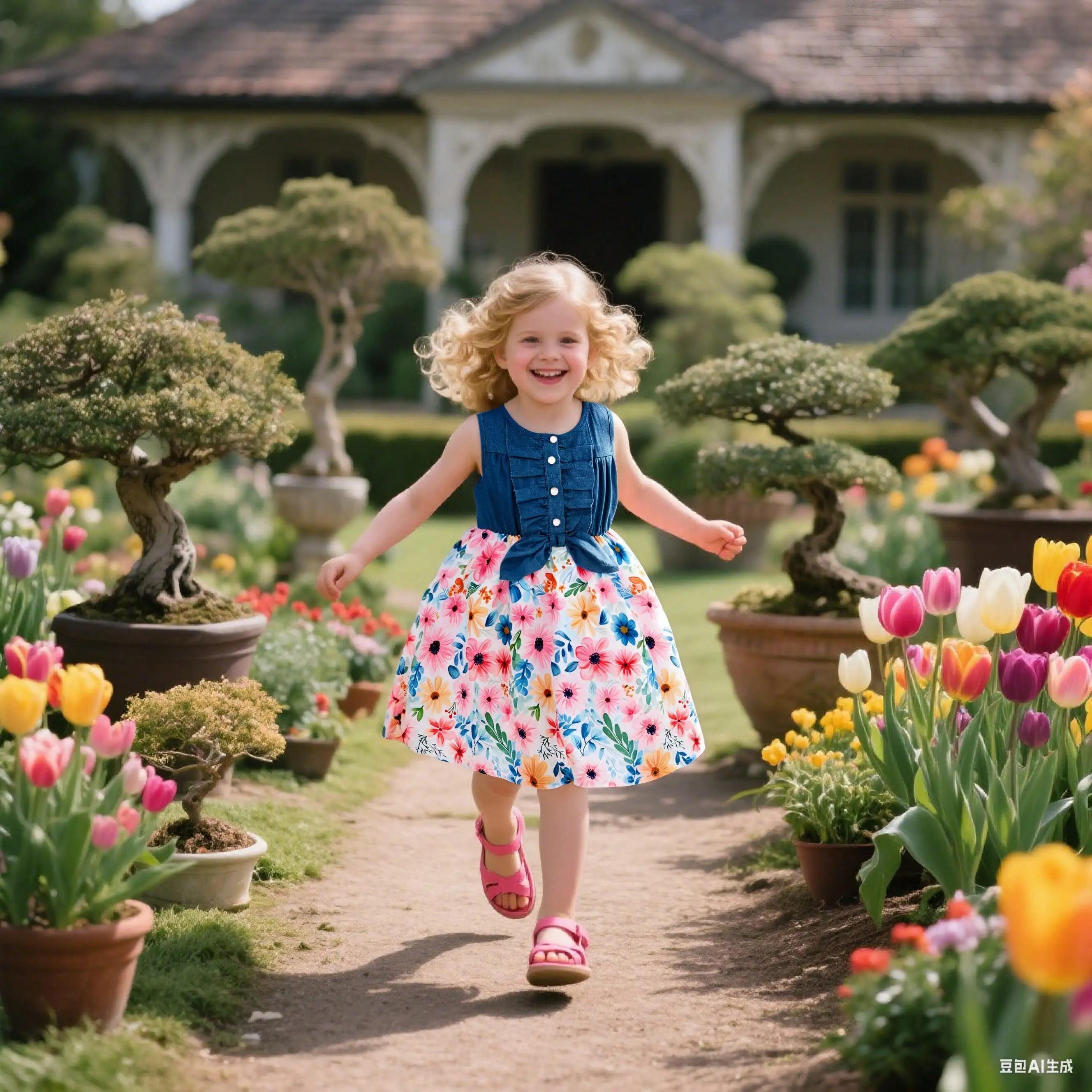 

2-10Years Girls Summer Dresses Sleeveless Butterfly Flower Print Dress for Girls Casual Denim Splicing Skirt Children Clothes