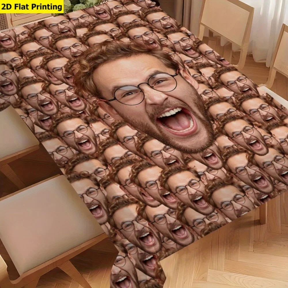 1Pc Custom Personalized Tablecloth-Self-Defined Big-head Photo Design,Colorful Single-sided Printing, Suitable Various Festivals