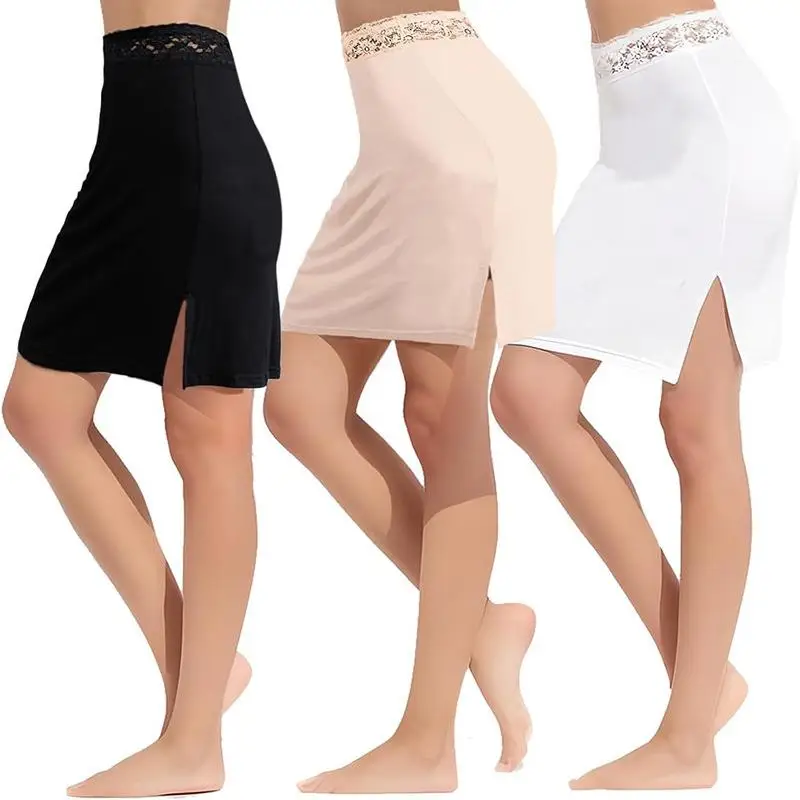 

Anti Glare Anti Transparent f Length Skirt plus Size College Sle Lace Patchwork mid Waist A-Line Skirt Busin Home Wear