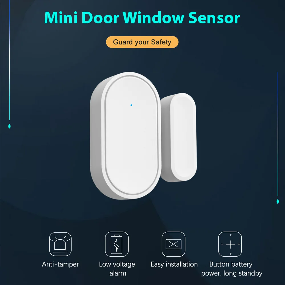 433Mhz Mini Door Window Alarm Home Security Wireless Magnetic Sensor Anti-Theft Alarm Sound Easy Installation for Home Garage