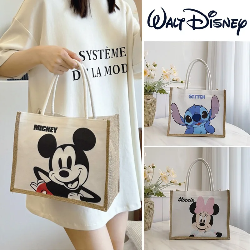 

Disney Mickey Mouse Tote Bag Fashion Shopping Storage Handbag Anime Grocery Cute Portable Women School Office Bento Lunch Bag