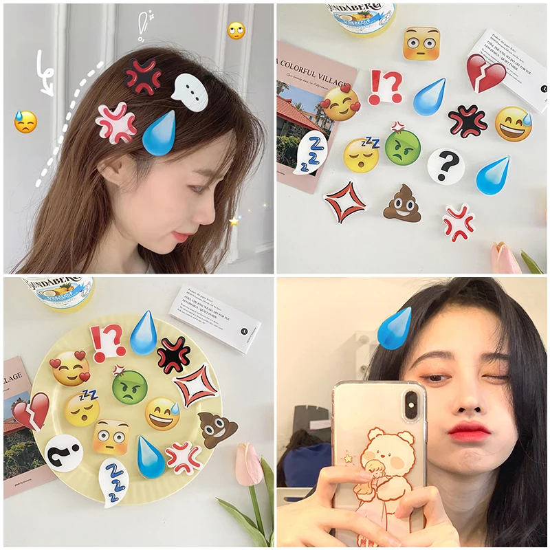 Funny Emojied Hairpin Fashion Angry Water Drop Hair Clips Funny Emoticons Hairpin for Girls Headdress Barrettes Accessories