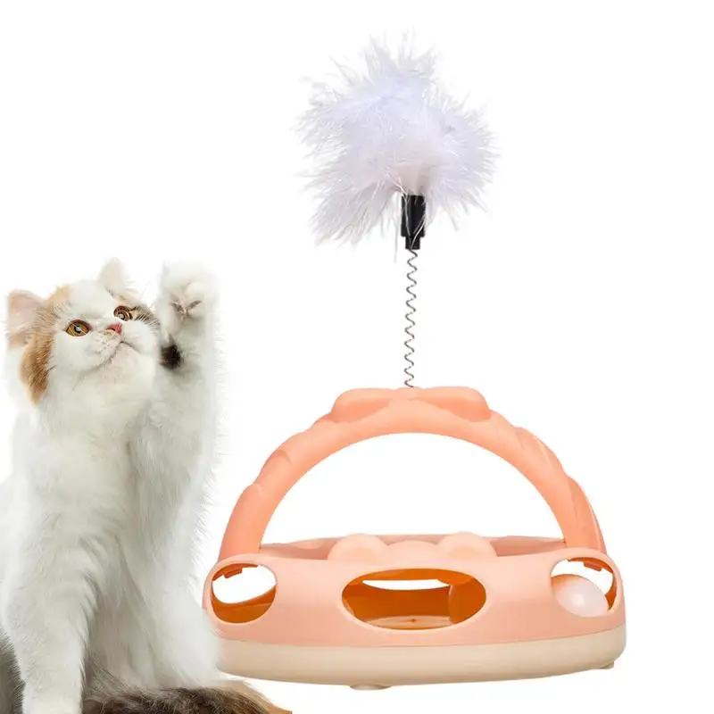 

Tumbler with feather interactive toy turntable ball tower cat toy turntable track ball indoor pet boredom play toy