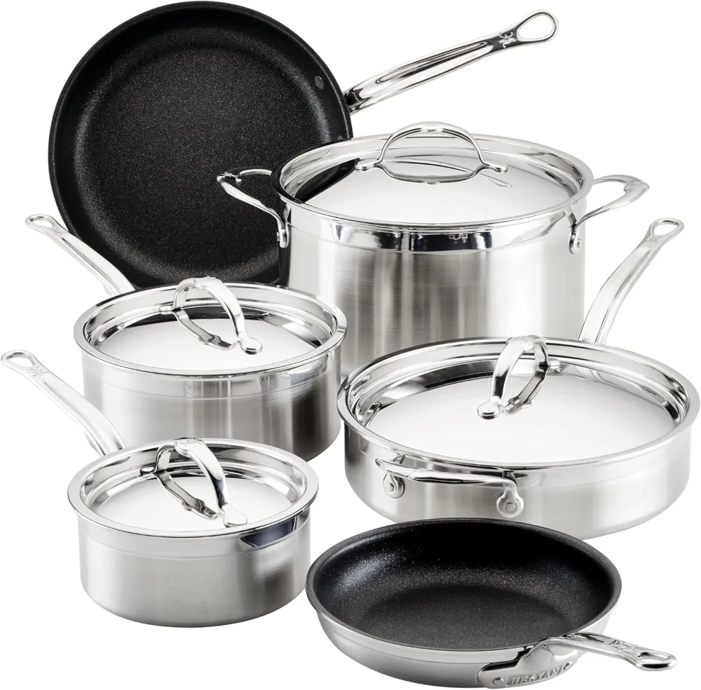 ProBond Collection - Professional Clad Stainless Steel TITUM Nonstick Cookware Set, Induction Cooktop Compatible,