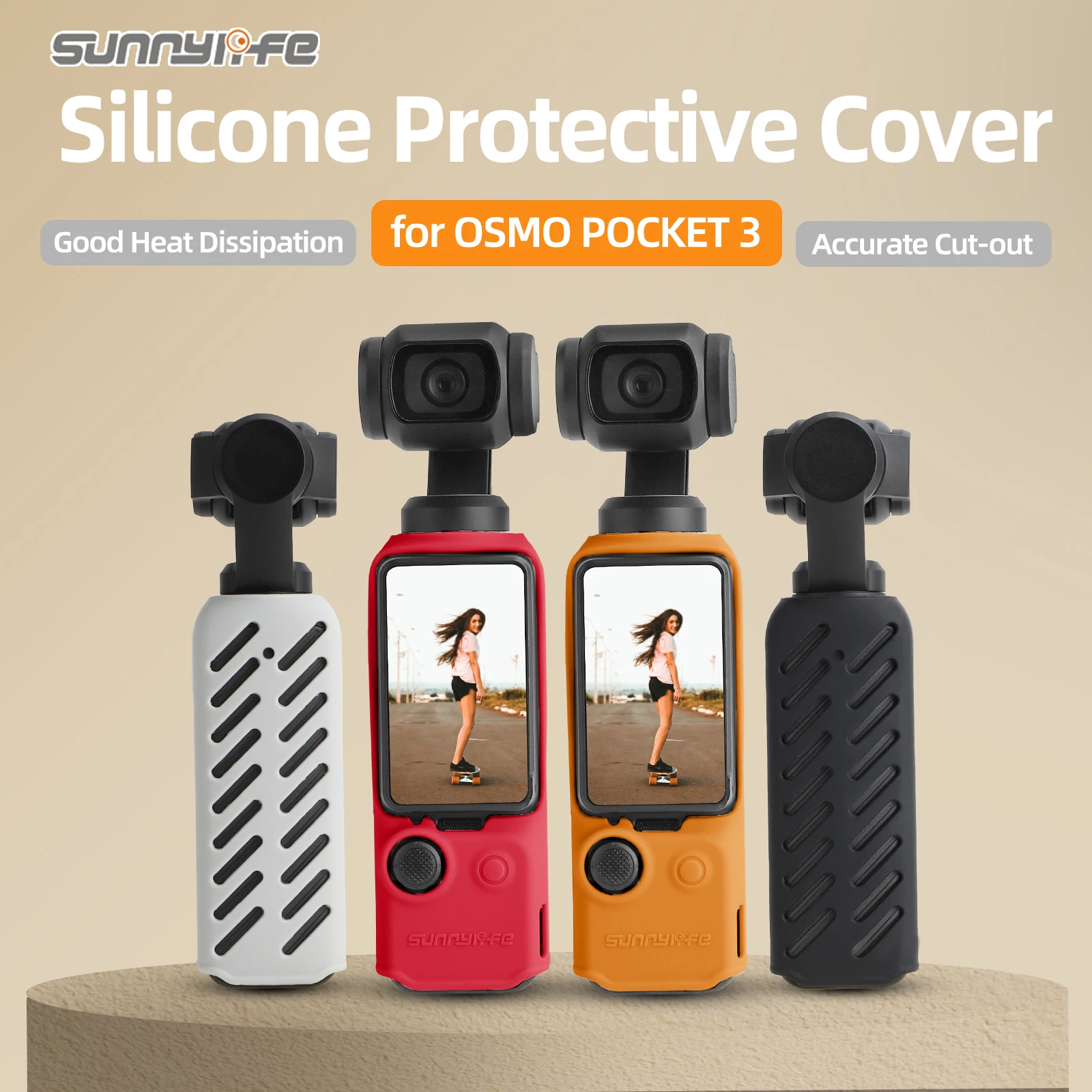 Sunnylife Silicone Cover Protective Case Scratch-proof Heat Dissipation Accessories for Osmo Pocket 3 Gimbal Camera