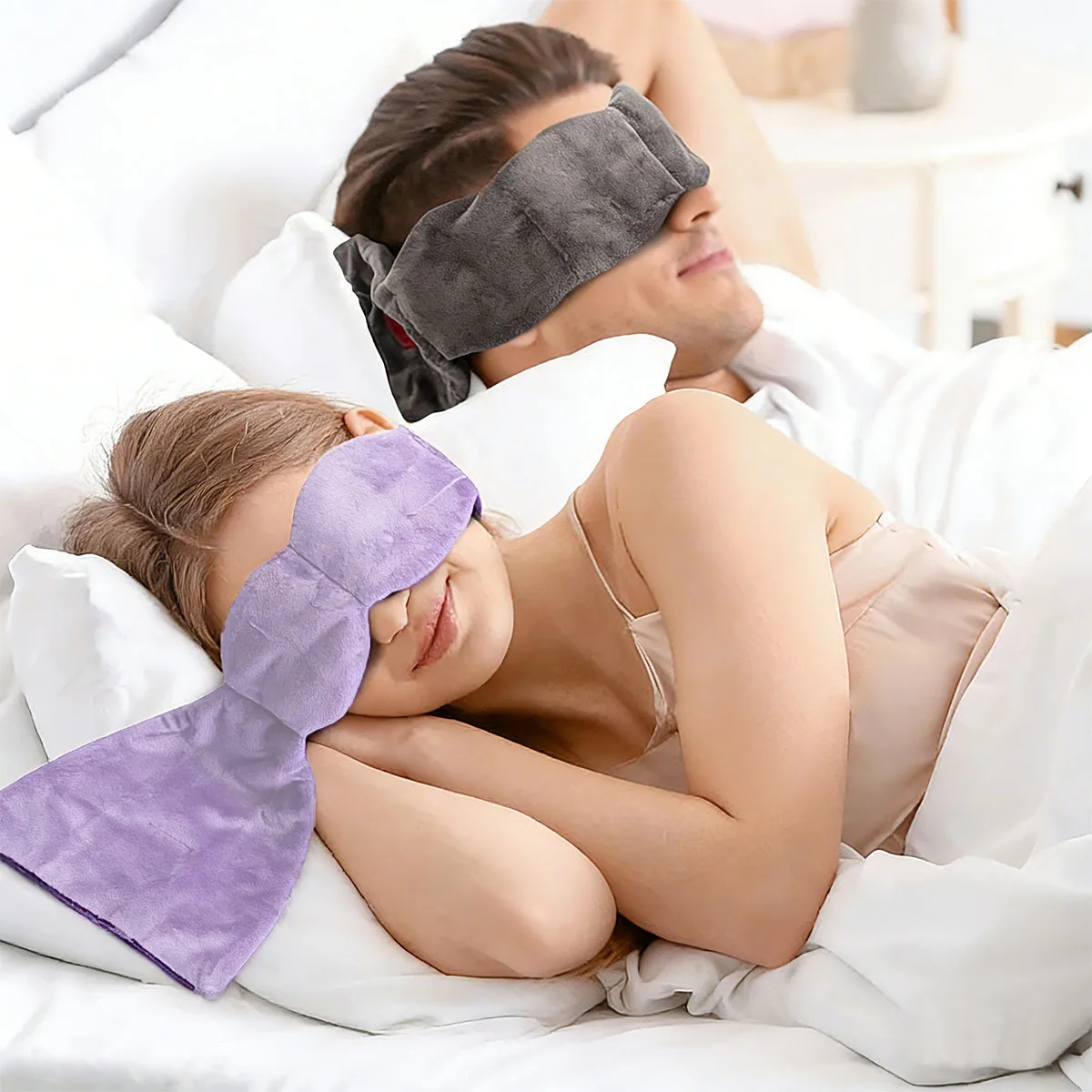 

Маска для сна с утяжелением из 4 секций с ароматом лаванды – складная, светонепроницаемая подушка для глаз для путешествий, медитации с тепловой терапией и релаксации