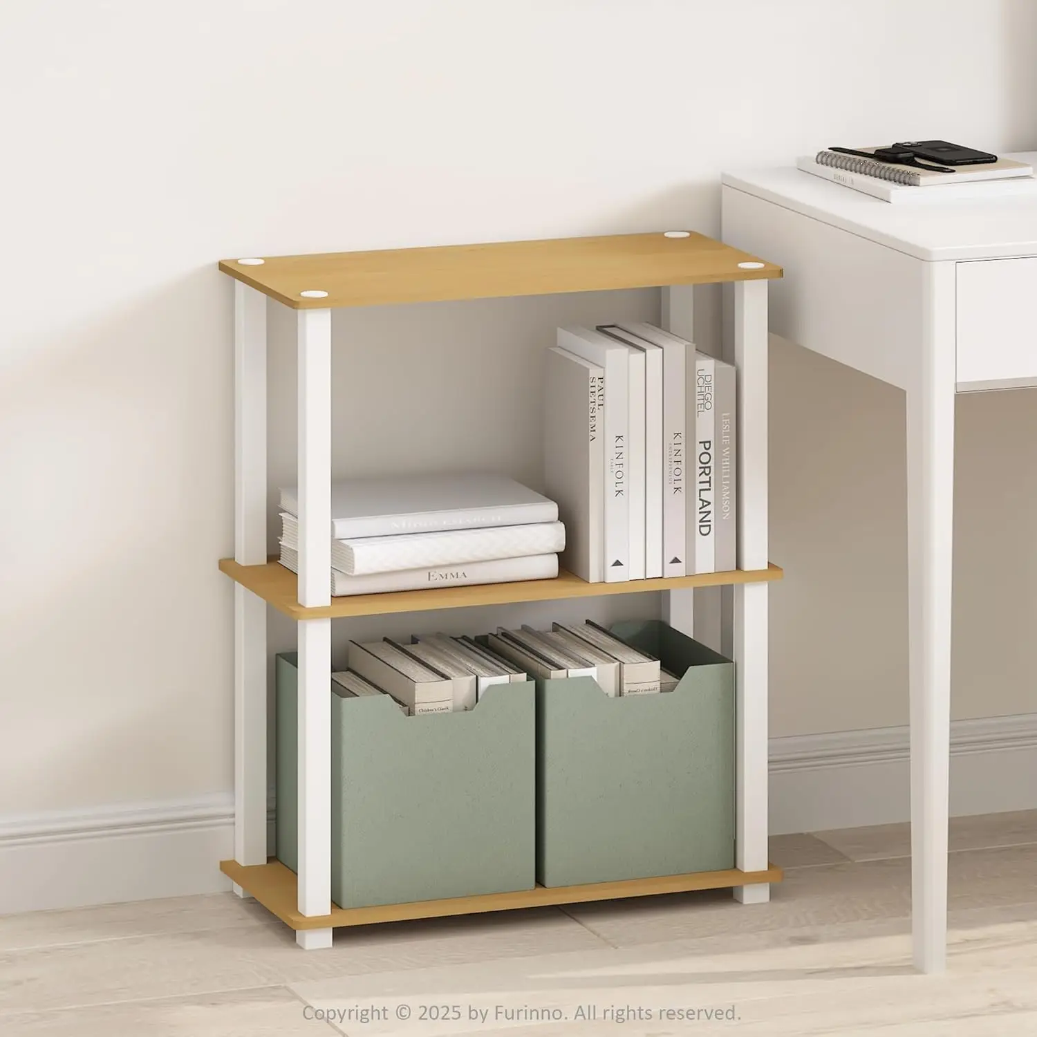 Turn-S-Tube Book Shelf, 3-Tier Bookshelf, Multipurpose Bookcase with Square Tube, 11.6 x 23.6 x 29.6, for Living Room, B