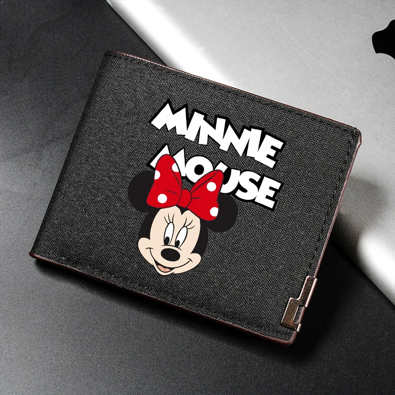 Disney Mickey Pattern Women Men Small Foldable Wallet Short Zipper Buckle Coin Pocket Tri-fold Card Holder Case Purse Bag