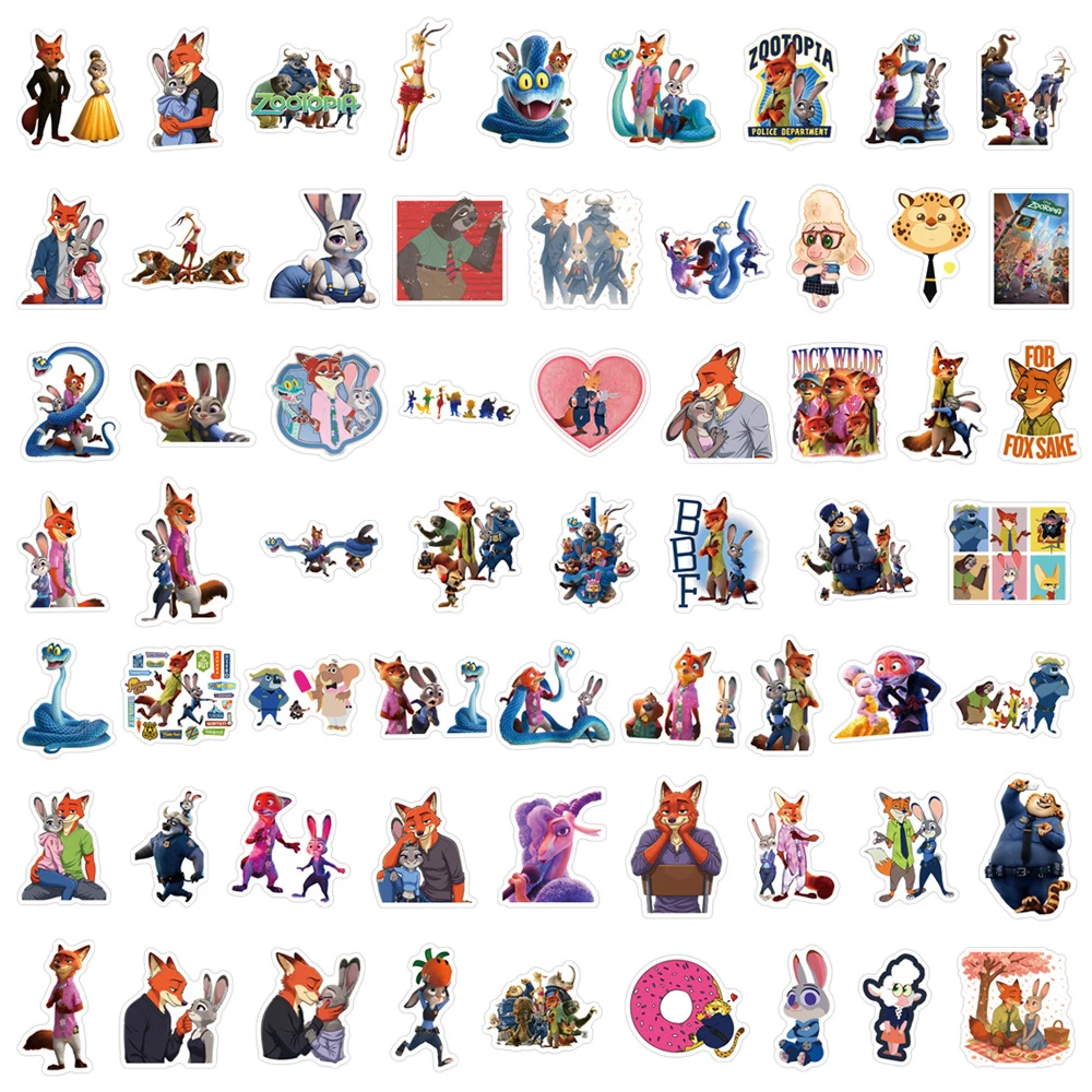 10/30/50pcs Classique Anime Film Zootopia 2 Autocollants Drôles Autocollants Décoratifs Ordinateur Portable Planche À Roulettes Téléphone Voiture Mignon Dessin Animé Autocollant Jouet