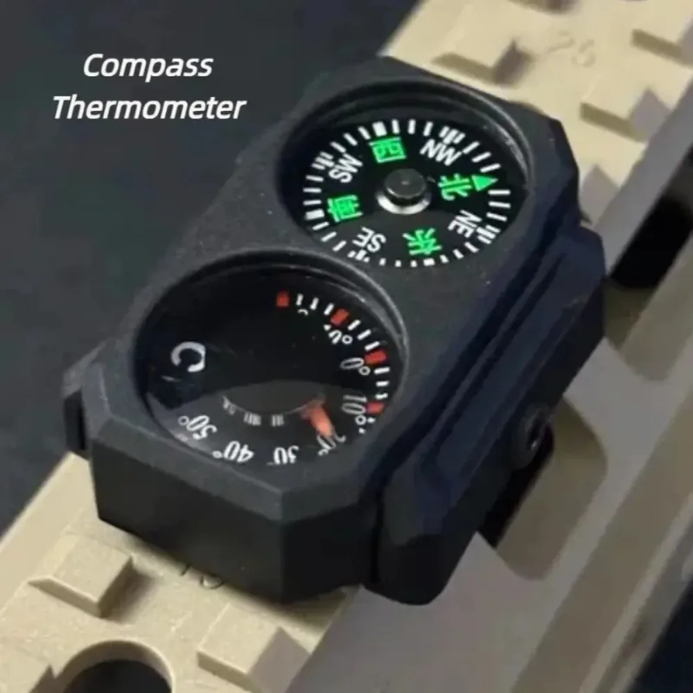 Outdoor Tactical Compass Mini Universal 20MM Guide Thermometer Compass Thermometer 20mm Rail Precision Outdoor Tool SLR416