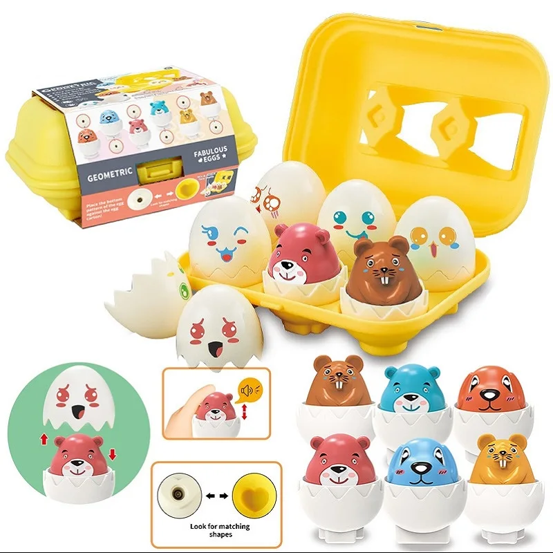 6 Pcs/set Baby Montessori Toys Matching Smart Eggs Easter Kids Gift Colorful Animal Shape Eggs Learning Educational Sensory Toy