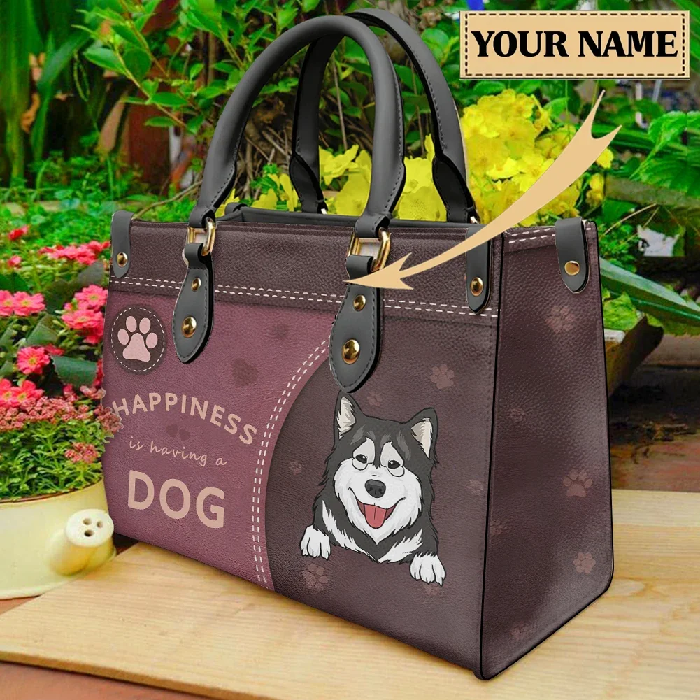 

Alaska Personalized Pet Pattern Handbag Design PU Leather Cross Body Bags High Quality Large Top-Handle Small Party Clutch Gift
