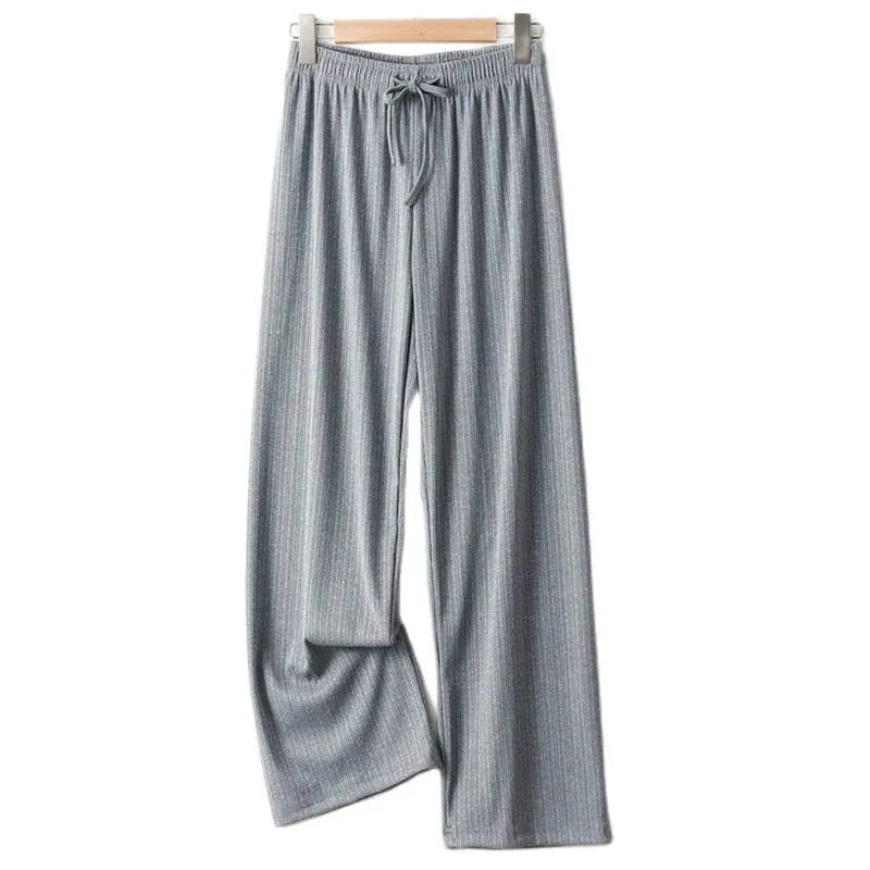 Pantalones De Mujer New Ice Silk Pajamas Pant For Women Nightwear Spring Summer Wide Leg Pants Casual Sleepwear Home Trousers