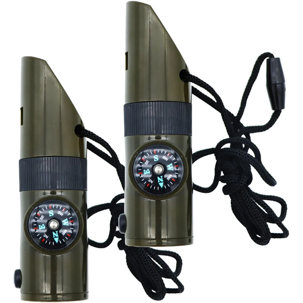 

2 Pcs Multifunctional Survival Whistle Outdoor Multi-function Whistles for Adults Emergency Small Accessory