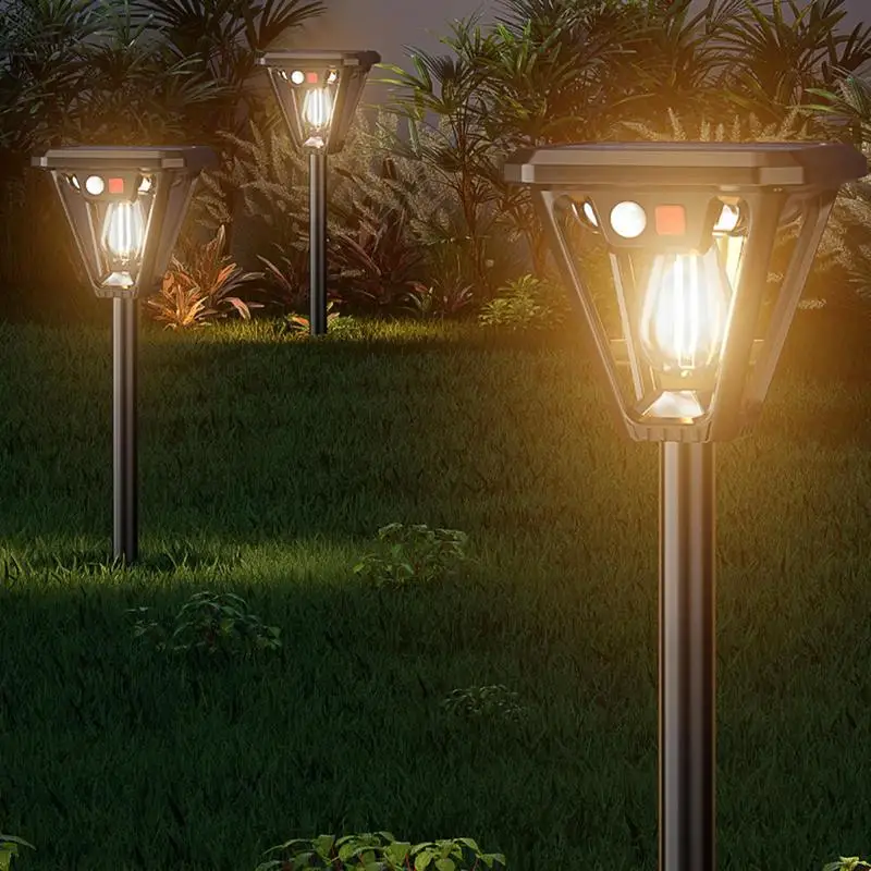 LED Wall Lights 3 Modes Solar Ground Light 2PCS Outdoor Multipurpose Wall Lights Intelligent LED Lights For Porch Garden Deck