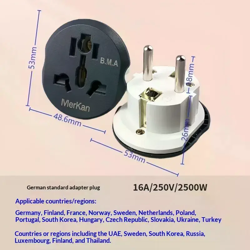 16A Universal EU Travel Adapter Euro Converter: UK US AU To EU AC Power Socket Plug Charger 250V