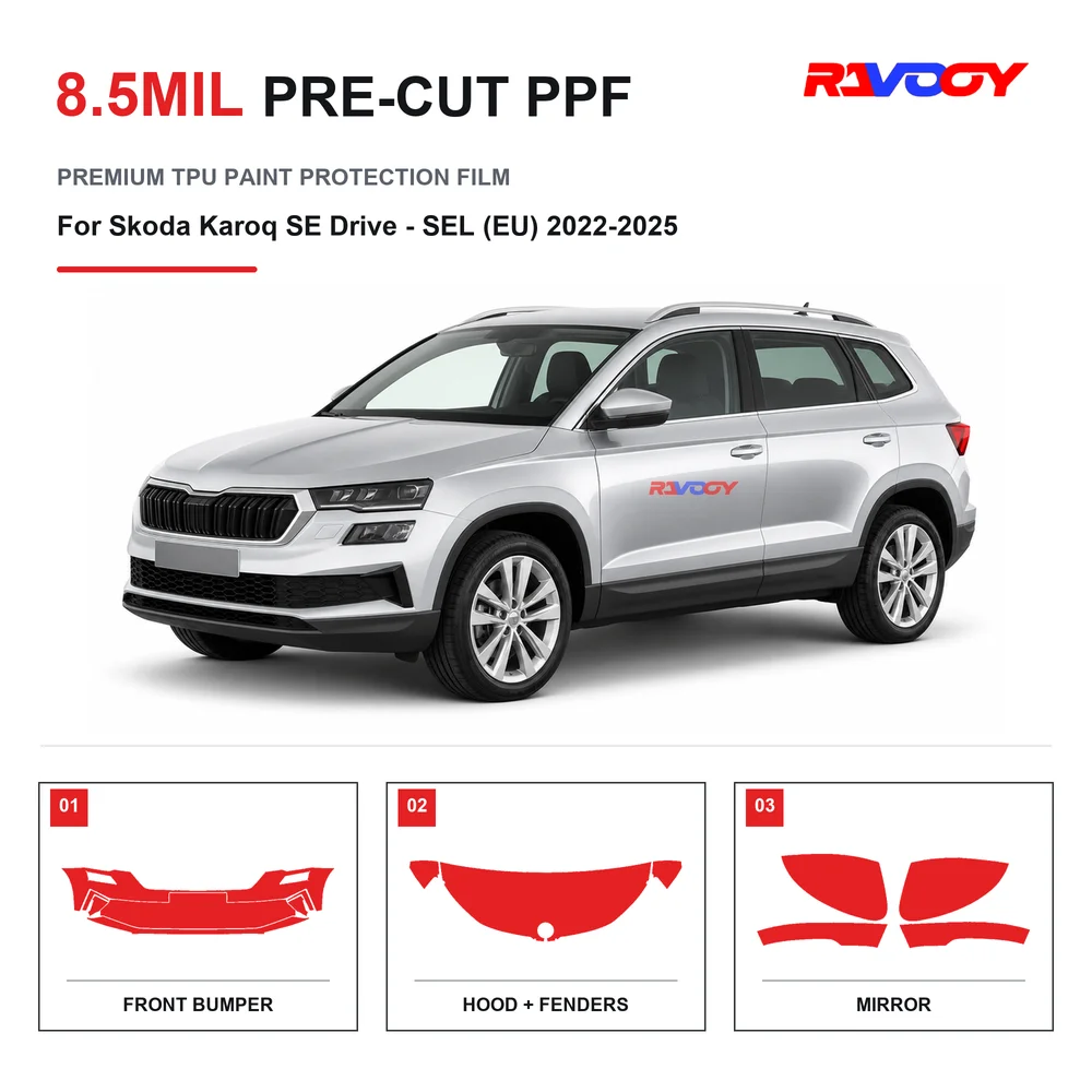 Precut PPF For Skoda Karoq SE Drive - SEL (EU) 2022-2025 8.5mil TPU Clear Paint Protection Film Self Healing Hydrophobic UV